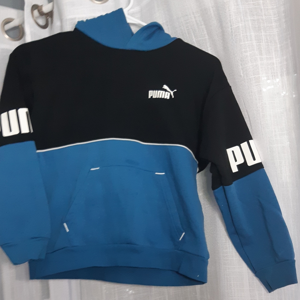 Puma Blue and Black Colorblock Hoodie